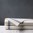 Tessa Satin Stitch Flat Sheet in Ivory/Navy