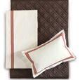 Tessa Satin Stitch Flat Sheet in Ivory/Scarlet