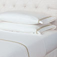 Enzo Satin Stitch Flat Sheet in Sable