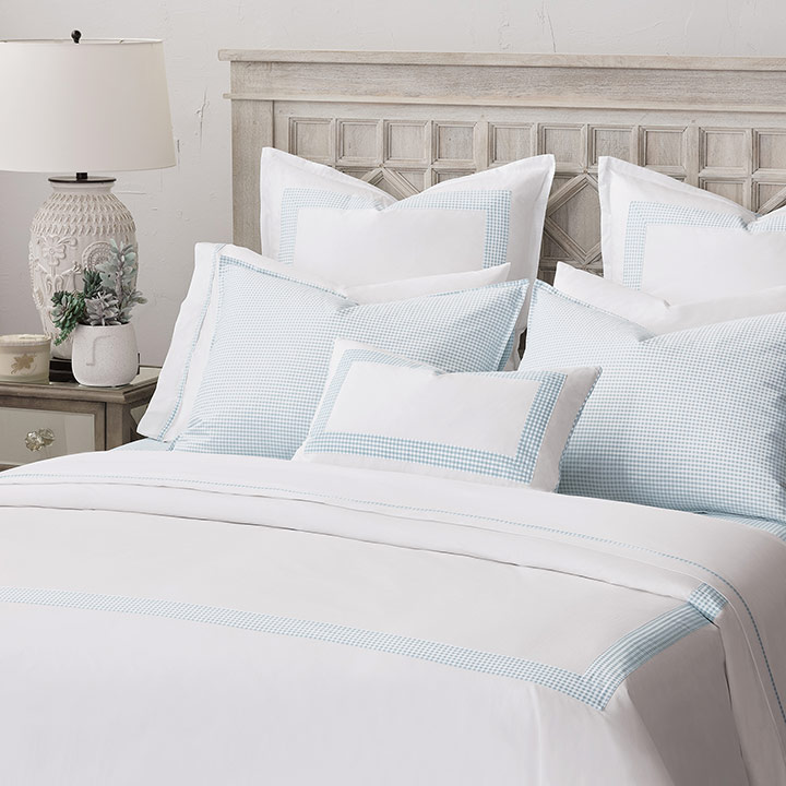 Malaya Gingham luxury bedding collection