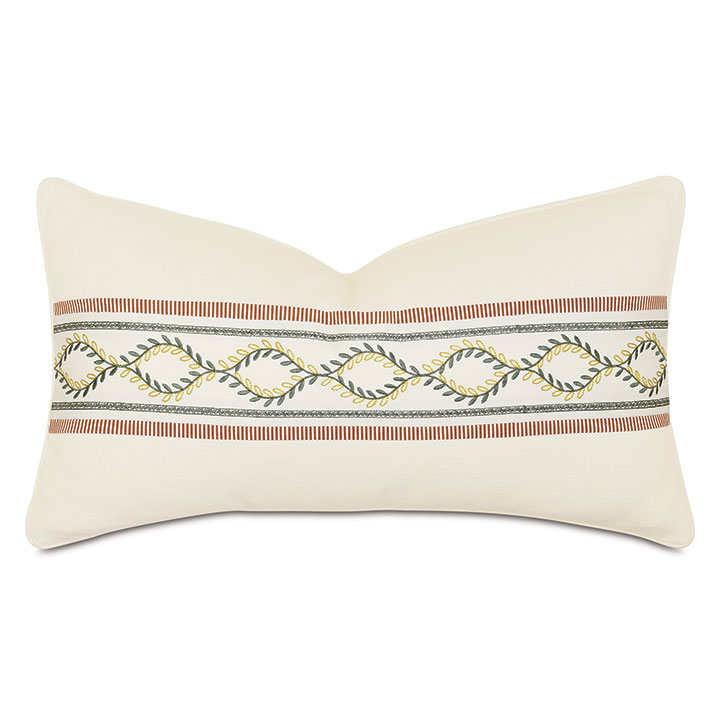 Marguerite Embroidered Tape Decorative Pillow