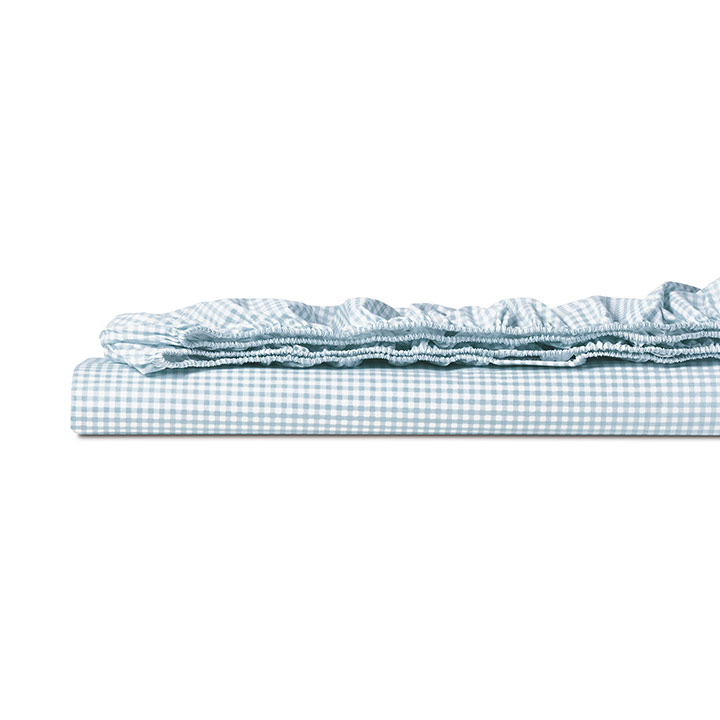 MALAYA GINGHAM FITTED SHEET IN SKY