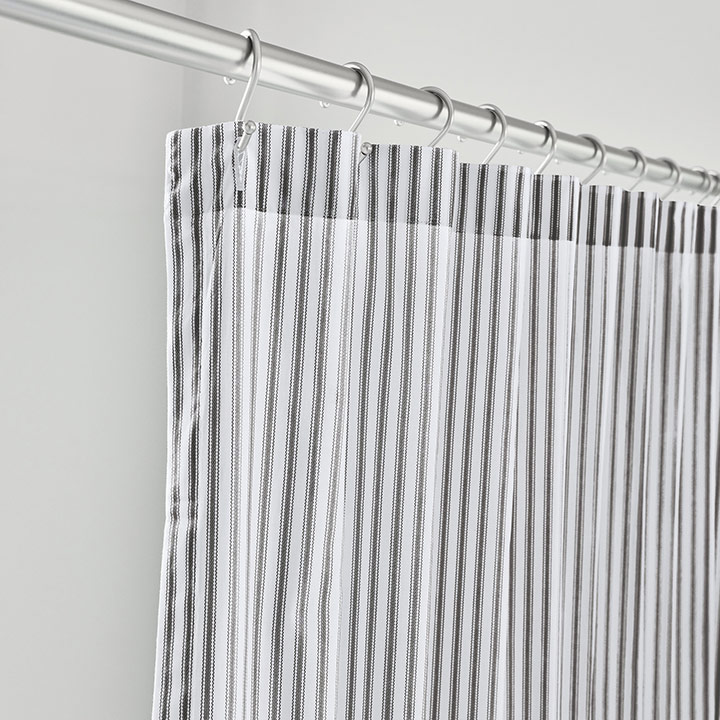 BLASS TICKING SHOWER CURTAIN IN BLACK