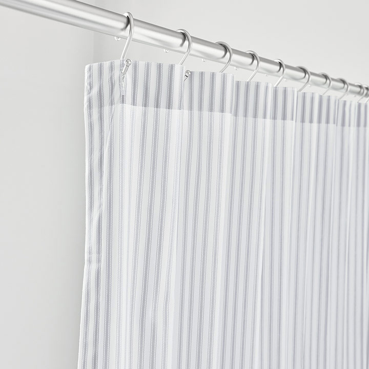 BLASS TICKING SHOWER CURTAIN IN HAZE