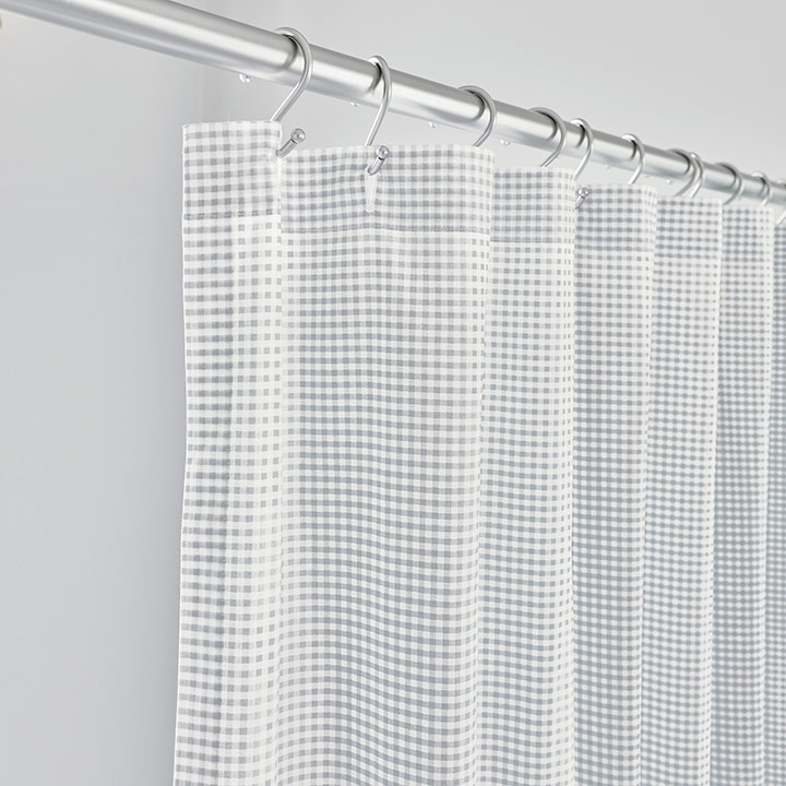 MALAYA GINGHAM SHOWER CURTAIN IN HAZE