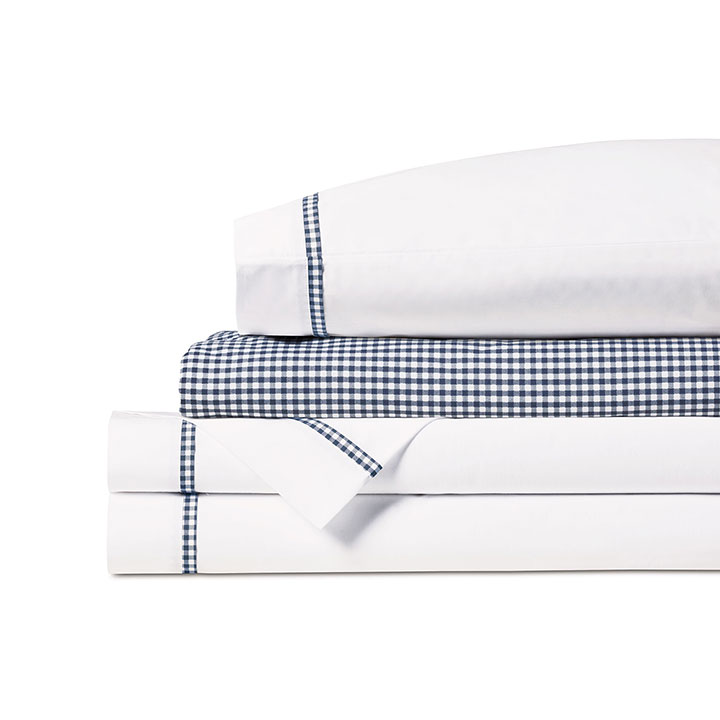 MALAYA GINGHAM SHEET SET IN NAVY