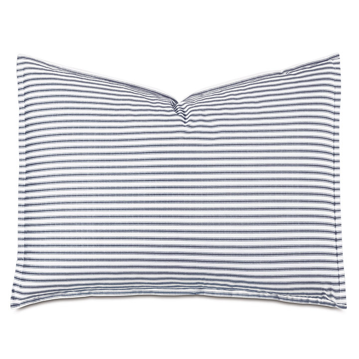 Blass Ticking Standard Sham in Navy