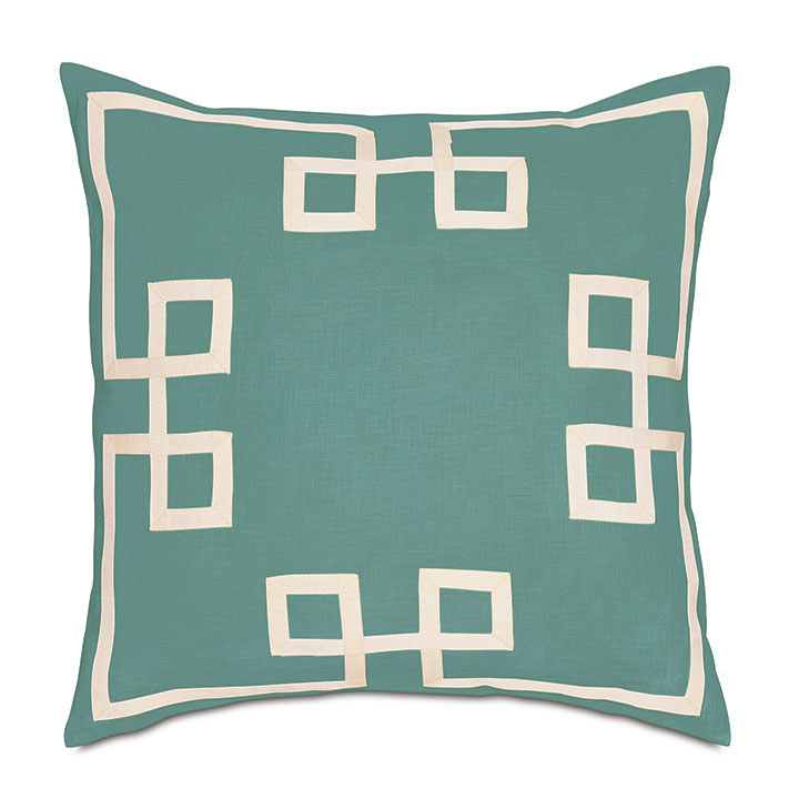 Resort Aqua Fret Accent Pillow