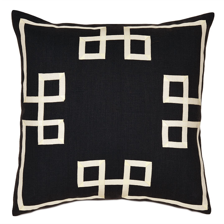 Resort Black Fret Accent Pillow