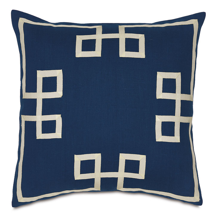 Resort Indigo Fret Accent Pillow