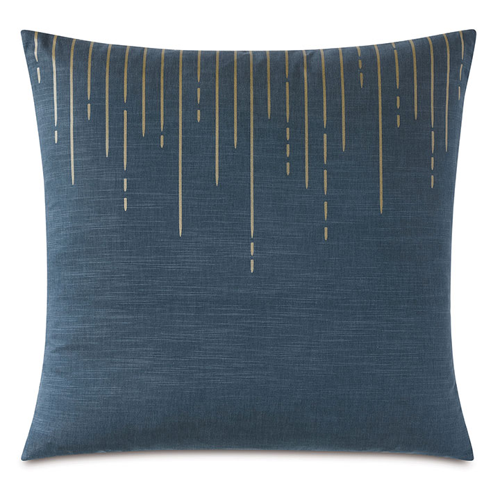 Tabitha Metallic Drip Decorative Pillow in Marine