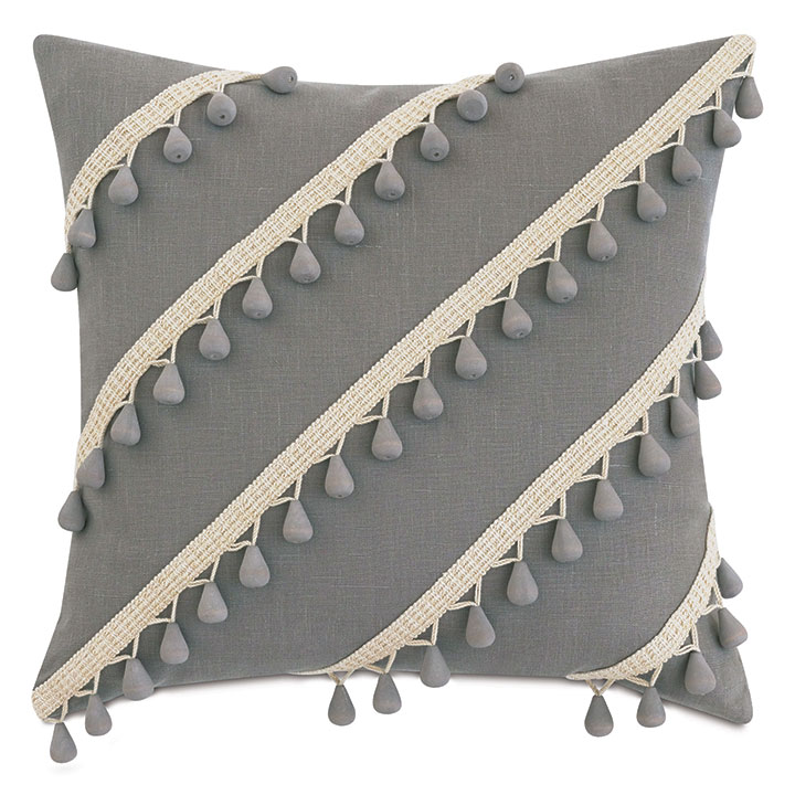 Felicity Diagonal Beaded Trim Decorative Pillow