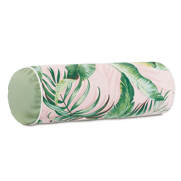 Abaca Banana Leaf Bolster in Flamingo