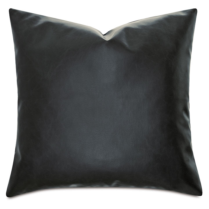 Nevin Vegan Leather Decorative Pillow in Ink