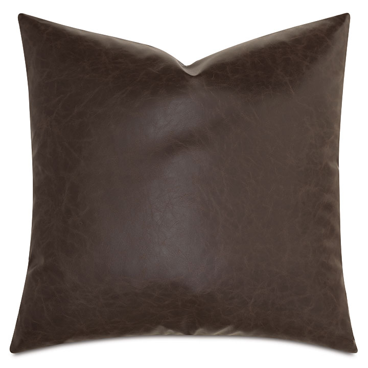 Nevin Vegan Leather Decorative Pillow in Bark