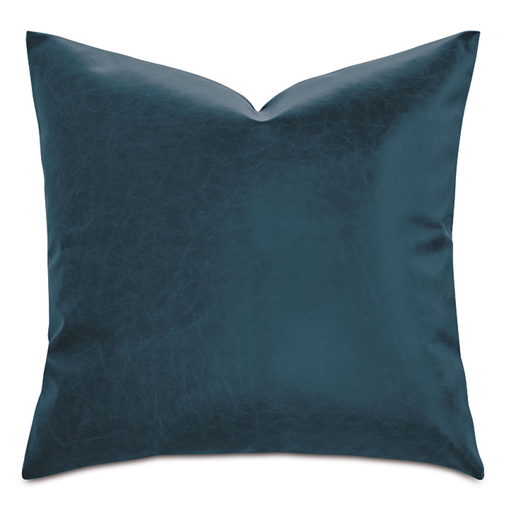 Nevin Vegan Leather Decorative Pillow in Denim