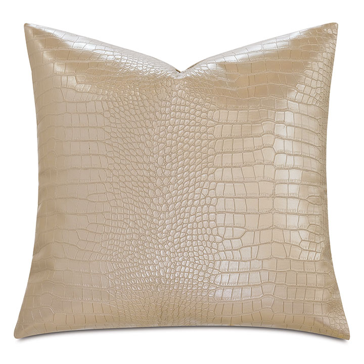 Tegu Faux Snakeskin Decorative Pillow in Gold