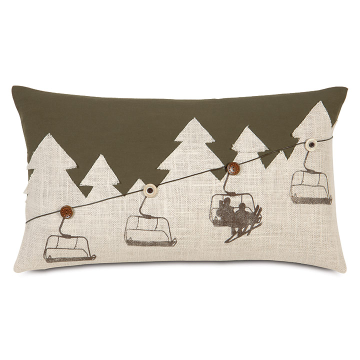 Lodge Ski Lift Decorative Pillow