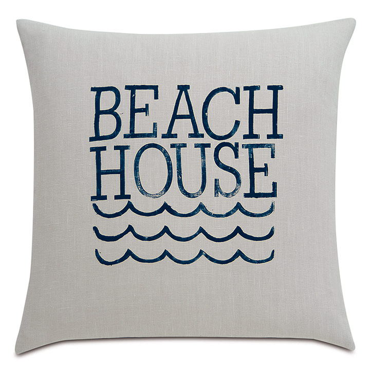 Cove Blockprinted Decorative Pillow in Beach