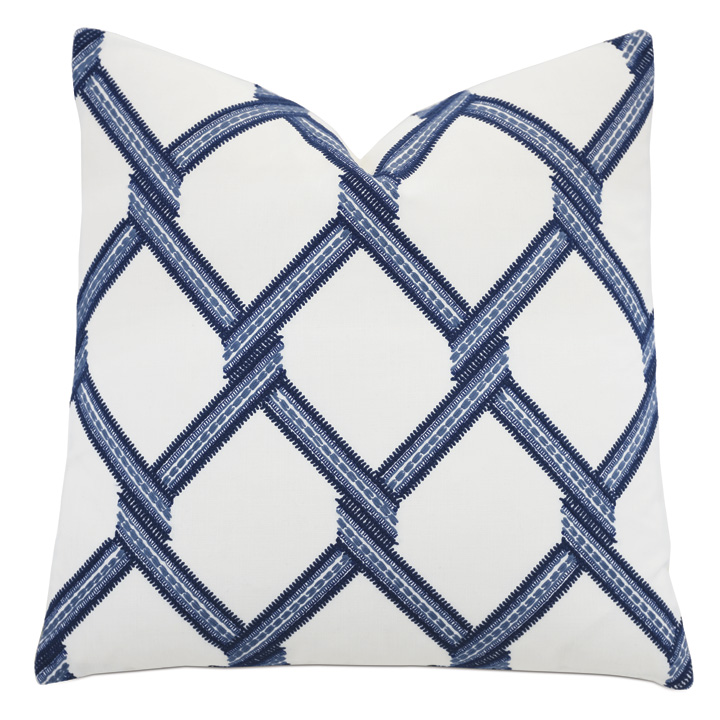 Newport Trellis Accent Pillow In Blue