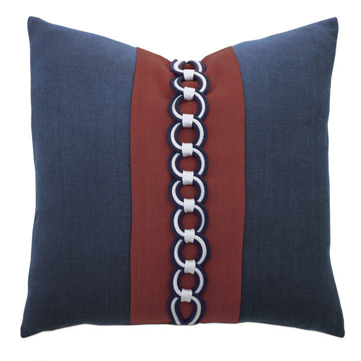 Newport Border Accent Pillow In Indigo