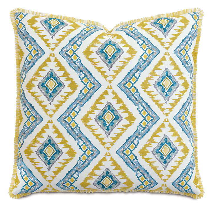 VILLA BLANCA EMBROIDERED DECORATIVE PILLOW