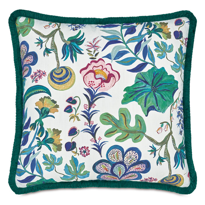 BOCA RATON FLORAL DECORATIVE PILLOW