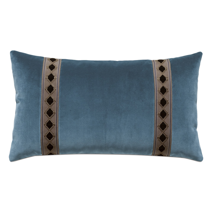 Rudy Velvet Bolster Pillow In Blue