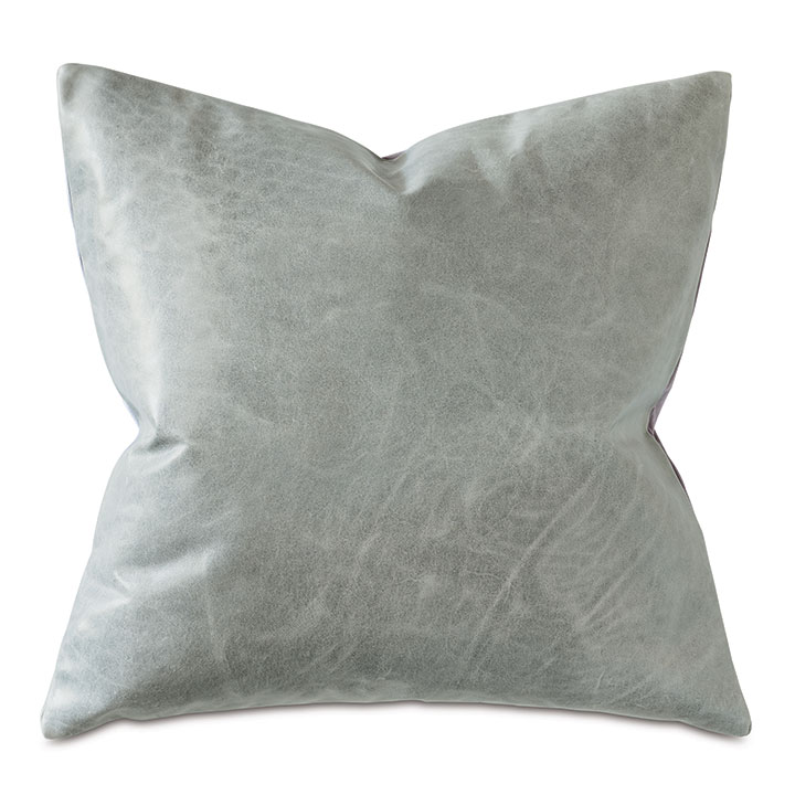 Tudor Leather Decorative Pillow in Dove