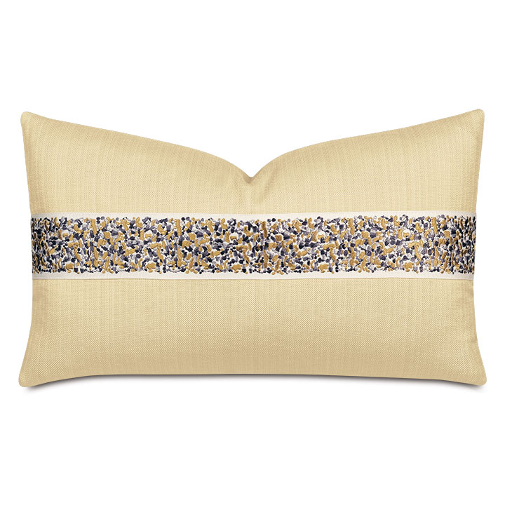 Folly Embroidered Border Decorative Pillow in Sand