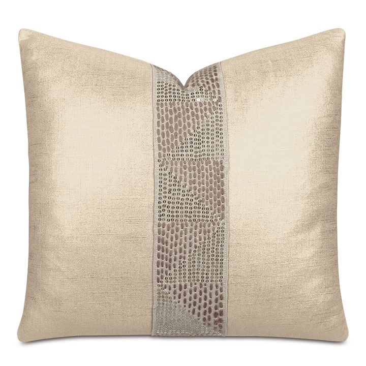 Dax Sequined Tape Decorative Pillow in Gold