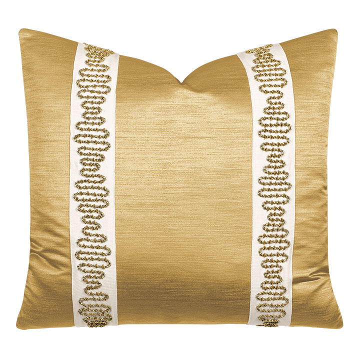 Lucent Metallic Border Decorative Pillow in Gold