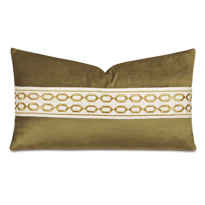 Lucerne Chain Tape Decorative Pillow in Olive