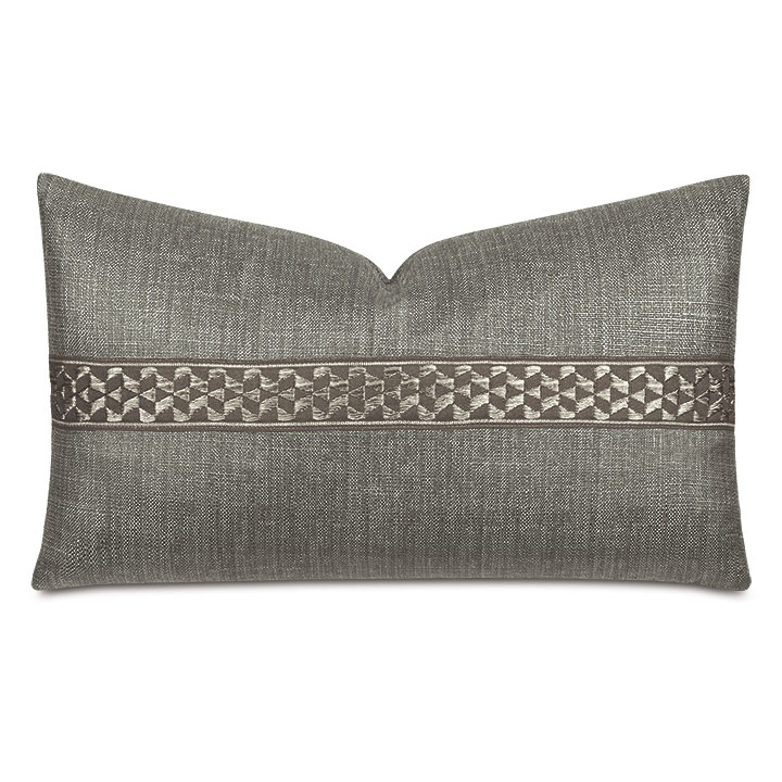 Salazar Metallic Border Decorative Pillow in Slate