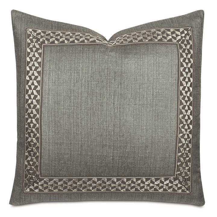 Salazar Metallic Border Decorative Pillow in Slate