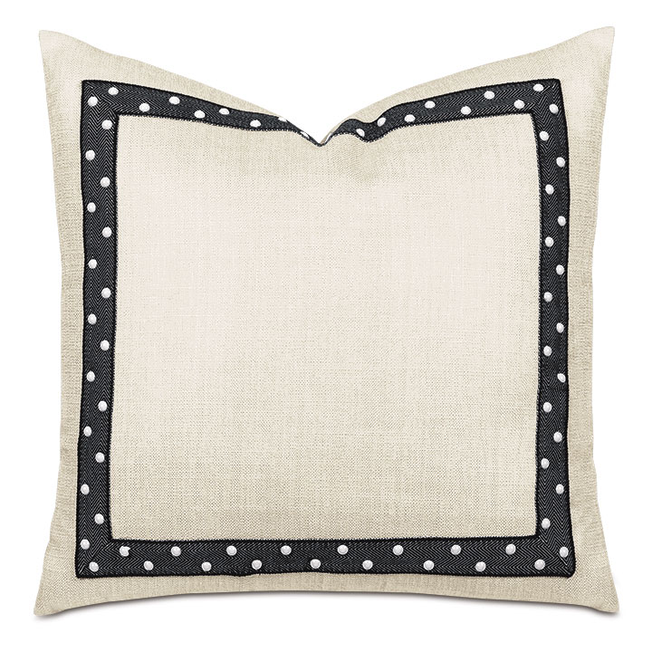 Salazar Pearl Nailhead Decorative Pillow in Cream