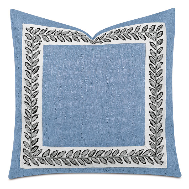 Saturn Leaf Border Decorative Pillow in Indigo