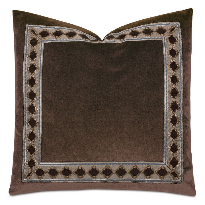 Uma Diamond Border Decorative Pillow in Brown