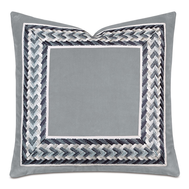 Uma Embroidered Border Decorative Pillow in Gray