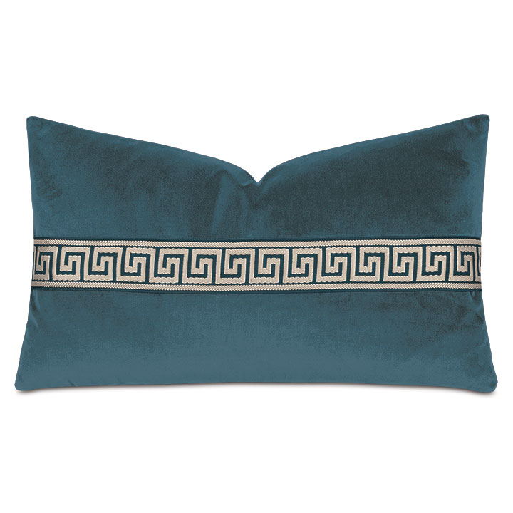 Uma Greek Key Border Decorative Pillow in Pacific