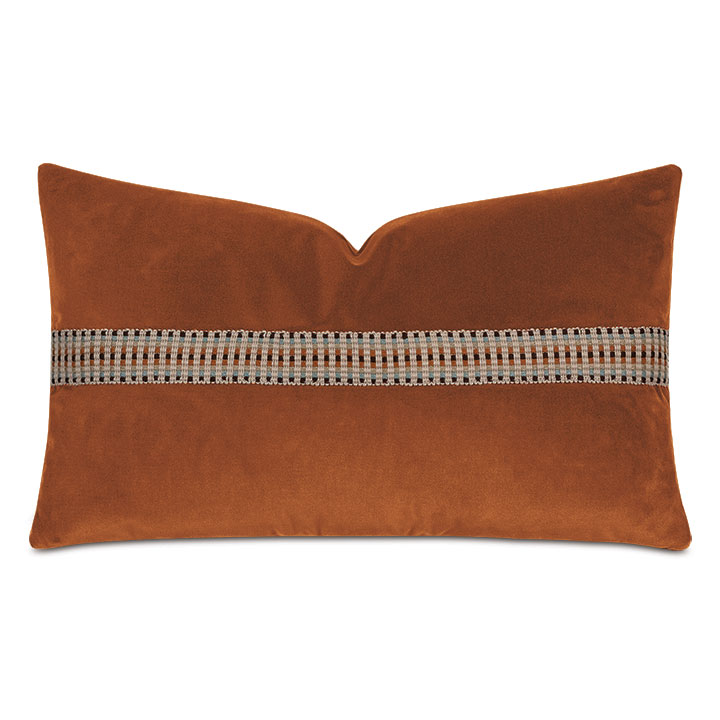 Uma Multicolored Border Decorative Pillow in Orange