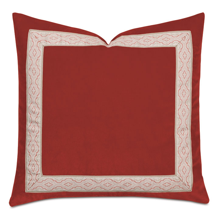 Uma Ogee Border Decorative Pillow  in Rust