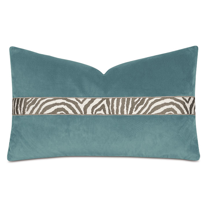 Uma Zebra Border Decorative Pillow in Teal