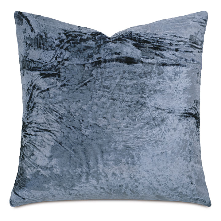 Sonny Crushed Velvet Decorative Pillow in Blue