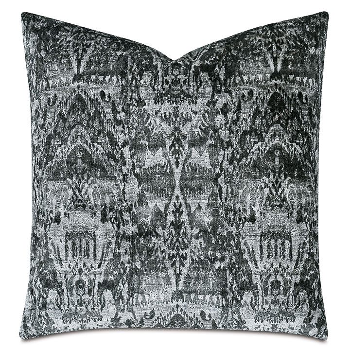 CHAUCER VELVET DECORATIVE PILLOW IN STEEL