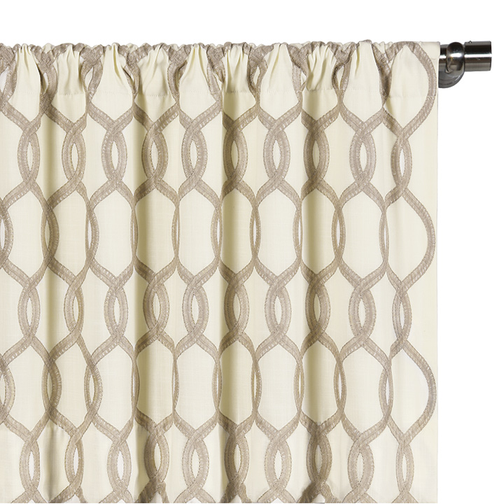 Gresham Embroidered Curtain Panel in Suede