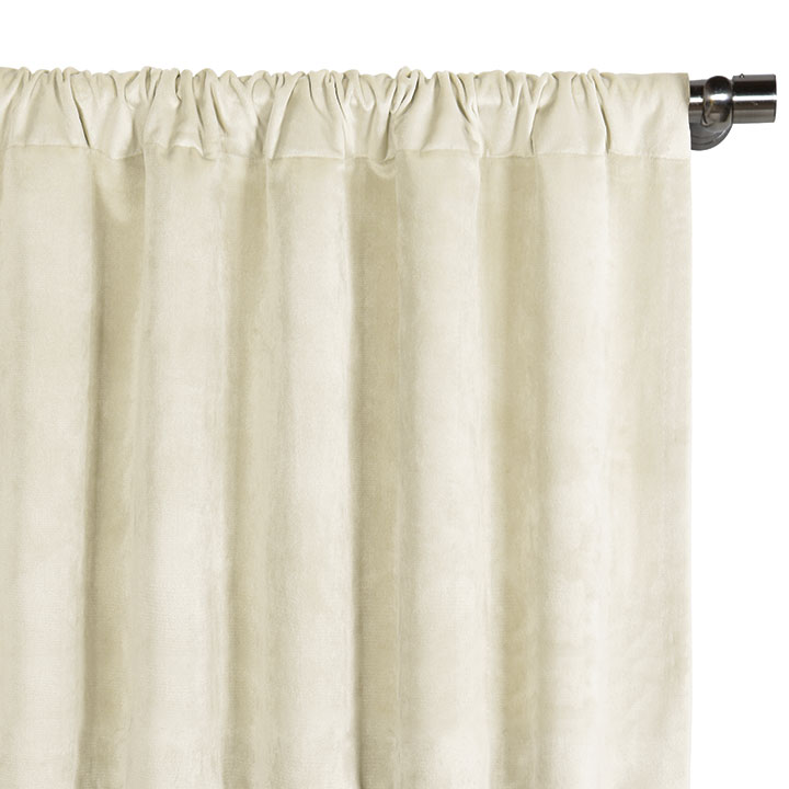 Nellis Velvet Curtain Panel in Ivory