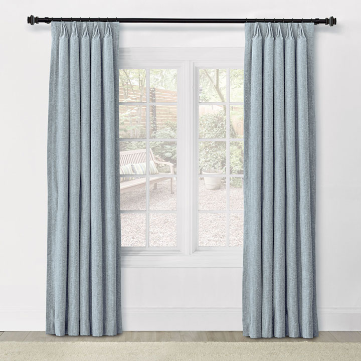 ATHENA EMBROIDERED CURTAIN PANEL IN AQUA