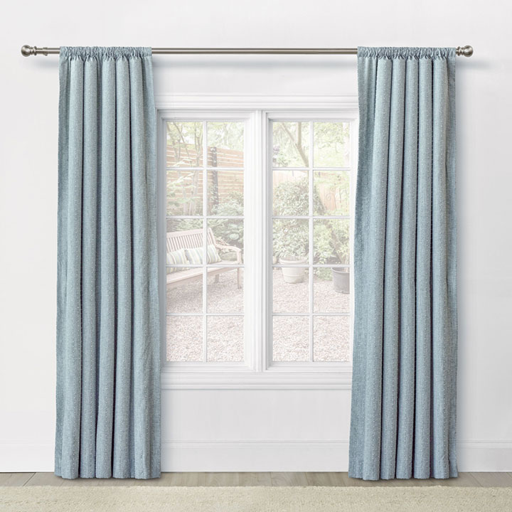 ATHENA EMBROIDERED CURTAIN PANEL IN AQUA