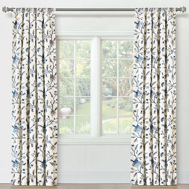 PROMENADE FLORAL CURTAIN PANEL IN BLUE